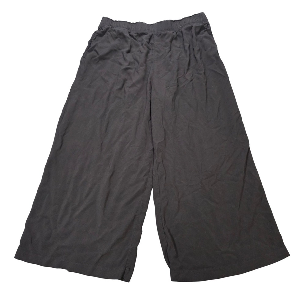 H&M Viscose Wide Leg Culottes Cropped Pants Women's Size L Black Elastic Waist
